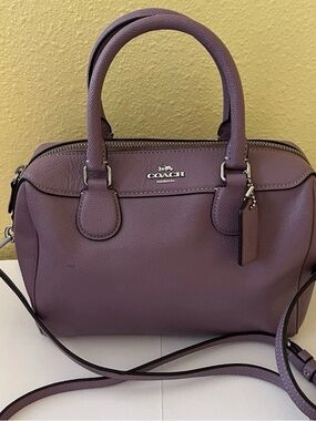 Coach Mauve Leather Small Satchel with Silver Hardware